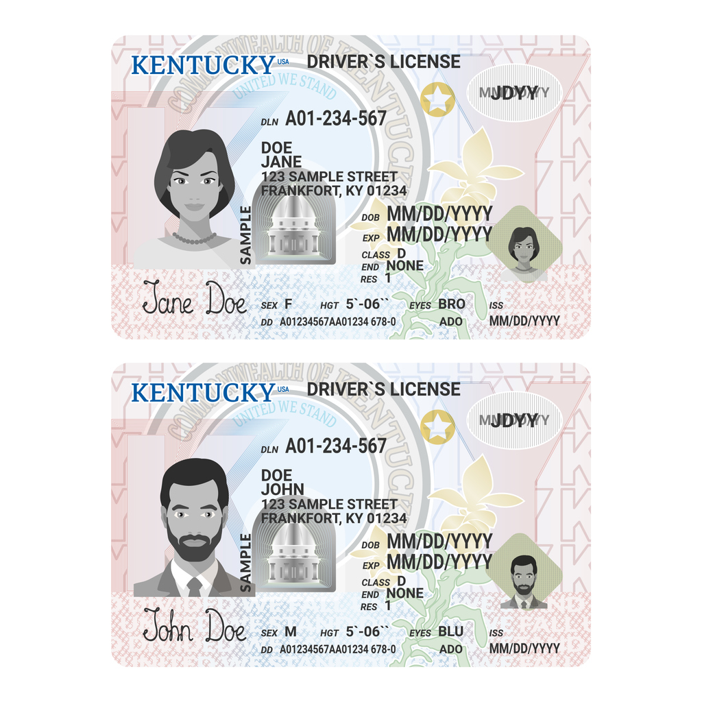 Template of new driver's license in kentucky.